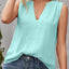 Solid Notched Sleeveless Blouse - Korvel