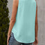 Solid Notched Sleeveless Blouse - Korvel