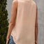 Solid Notched Sleeveless Blouse - Korvel
