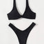 Chic Solid Color High Cut Padded Bikini Set for Women - Korvel