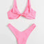 Chic Solid Color High Cut Padded Bikini Set for Women - Korvel
