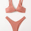 Chic Solid Color High Cut Padded Bikini Set for Women - Korvel