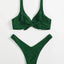 Chic Solid Color High Cut Padded Bikini Set for Women - Korvel