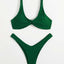 Chic Solid Color High Cut Padded Bikini Set for Women - Korvel