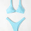 Chic Solid Color High Cut Padded Bikini Set for Women - Korvel