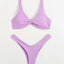 Chic Solid Color High Cut Padded Bikini Set for Women - Korvel