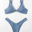 Chic Solid Color High Cut Padded Bikini Set for Women - Korvel