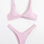 Chic Solid Color High Cut Padded Bikini Set for Women - Korvel