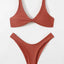 Chic Solid Color High Cut Padded Bikini Set for Women - Korvel