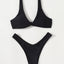 Chic Solid Color High Cut Padded Bikini Set for Women - Korvel
