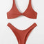 Chic Solid Color High Cut Padded Bikini Set for Women - Korvel
