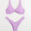 Chic Solid Color High Cut Padded Bikini Set for Women - Korvel