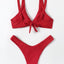 Chic Solid Color High Cut Padded Bikini Set for Women - Korvel