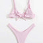 Chic Solid Color High Cut Padded Bikini Set for Women - Korvel