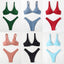 Chic Solid Color High Cut Padded Bikini Set for Women - Korvel