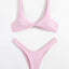 Chic Solid Color High Cut Padded Bikini Set for Women - Korvel