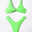 Chic Solid Color High Cut Padded Bikini Set for Women - Korvel