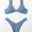 Chic Solid Color High Cut Padded Bikini Set for Women - Korvel