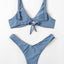 Chic Solid Color High Cut Padded Bikini Set for Women - Korvel