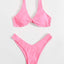 Chic Solid Color High Cut Padded Bikini Set for Women - Korvel