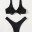 Chic Solid Color High Cut Padded Bikini Set for Women - Korvel