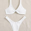 Chic Solid Color High Cut Padded Bikini Set for Women - Korvel