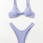 Chic Solid Color High Cut Padded Bikini Set for Women - Korvel