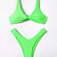 Chic Solid Color High Cut Padded Bikini Set for Women - Korvel