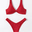 Chic Solid Color High Cut Padded Bikini Set for Women - Korvel