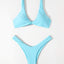 Chic Solid Color High Cut Padded Bikini Set for Women - Korvel