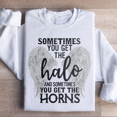 A veces obtienes el halo y a veces obtienes los cuernos sudadera