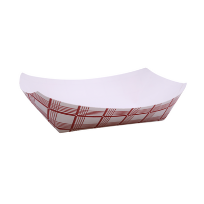 Eco-Friendly Red and White Checkered Disposable Food Trays - 100 pcs