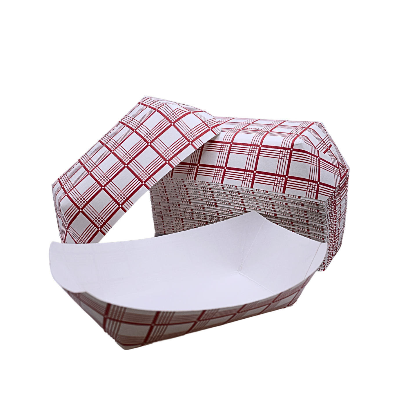 Eco-Friendly Red and White Checkered Disposable Food Trays - 100 pcs