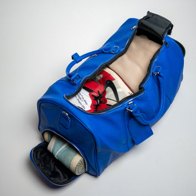 Royal Blue Leather Duffle Bag - Korvel