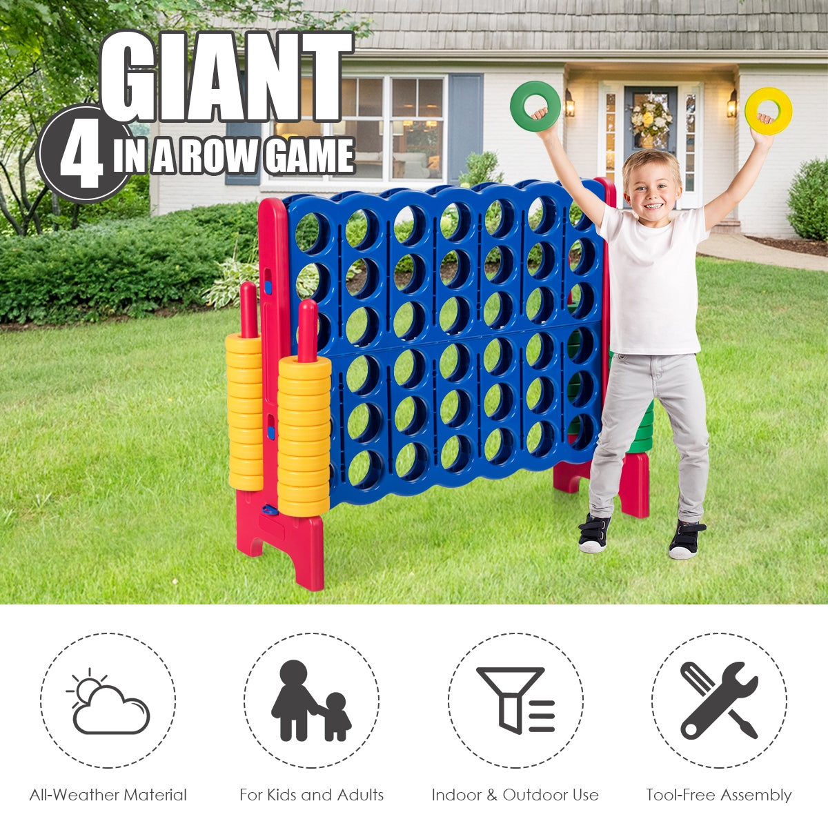 Jumbo 4-to-Score Giant Game Set with 42 Rings - Red