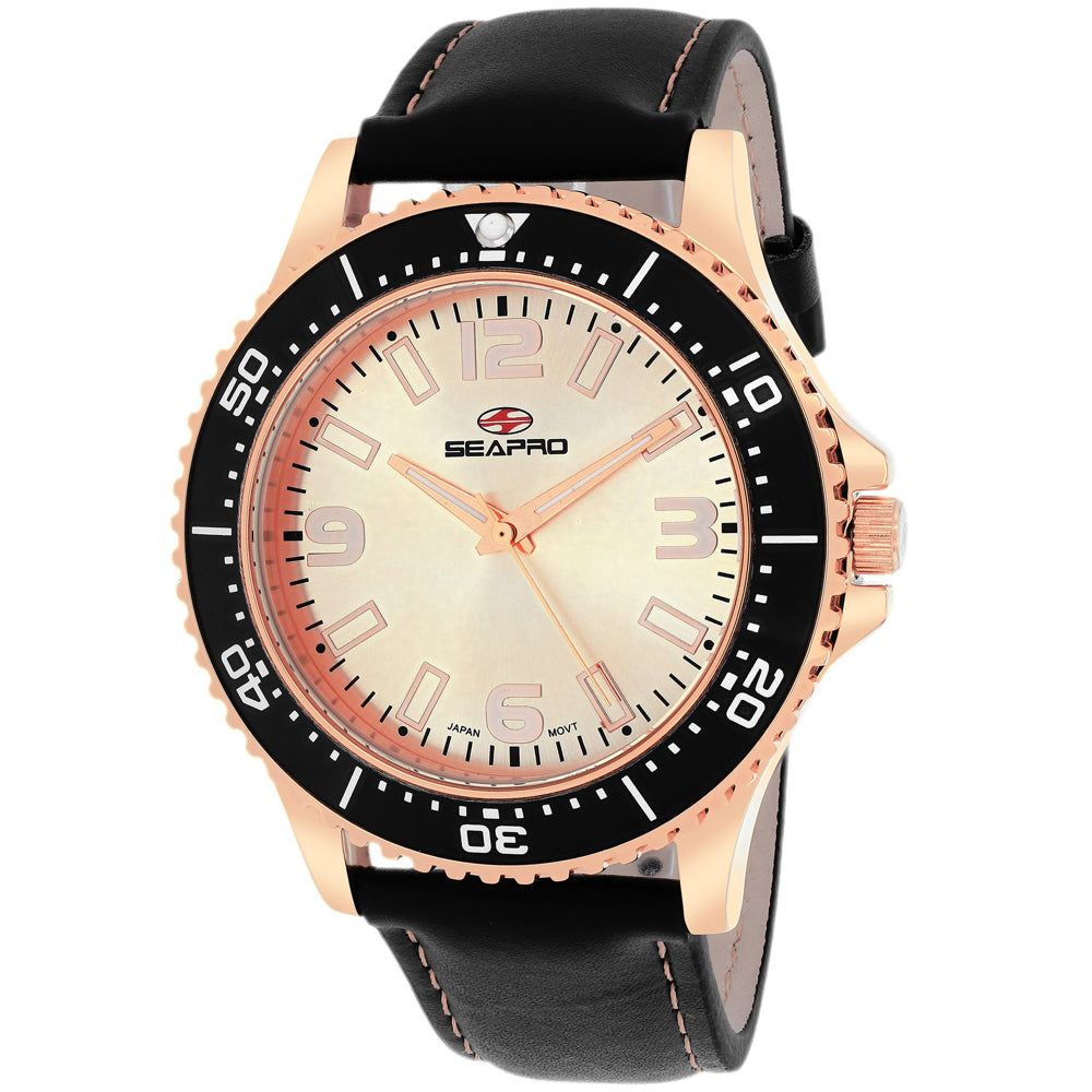 Reloj Tideway para Hombre de Seapro - Oro Rosa y Cuero Negro