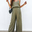 Spaghetti Strap Cami and Wide Leg Pants Set - Korvel