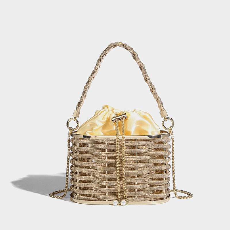 Sparkling Water Diamond Rope Vegetable Basket Bird Cage Banquet Water Bucket Hand Carrying Crossbody Bag - Korvel