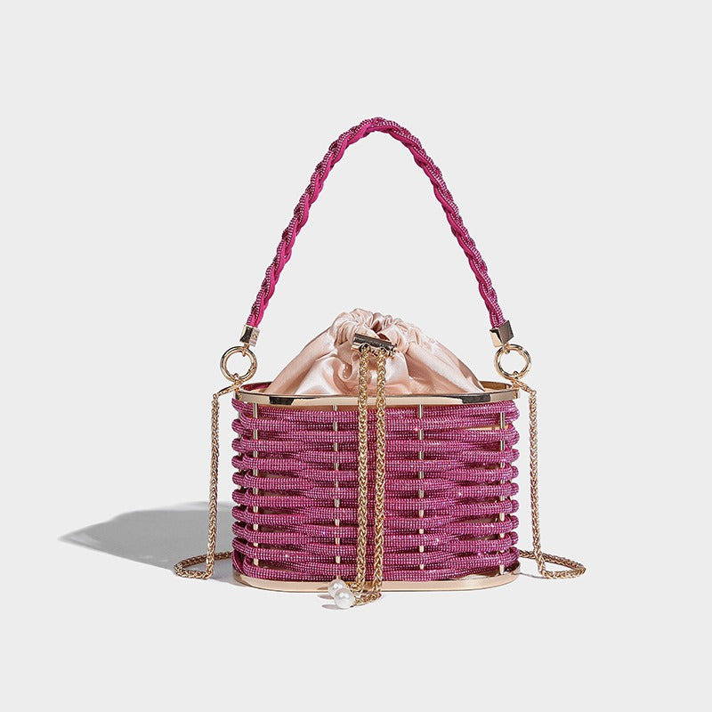 Sparkling Water Diamond Rope Vegetable Basket Bird Cage Banquet Water Bucket Hand Carrying Crossbody Bag - Korvel