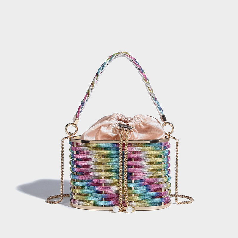 Sparkling Water Diamond Rope Vegetable Basket Bird Cage Banquet Water Bucket Hand Carrying Crossbody Bag - Korvel