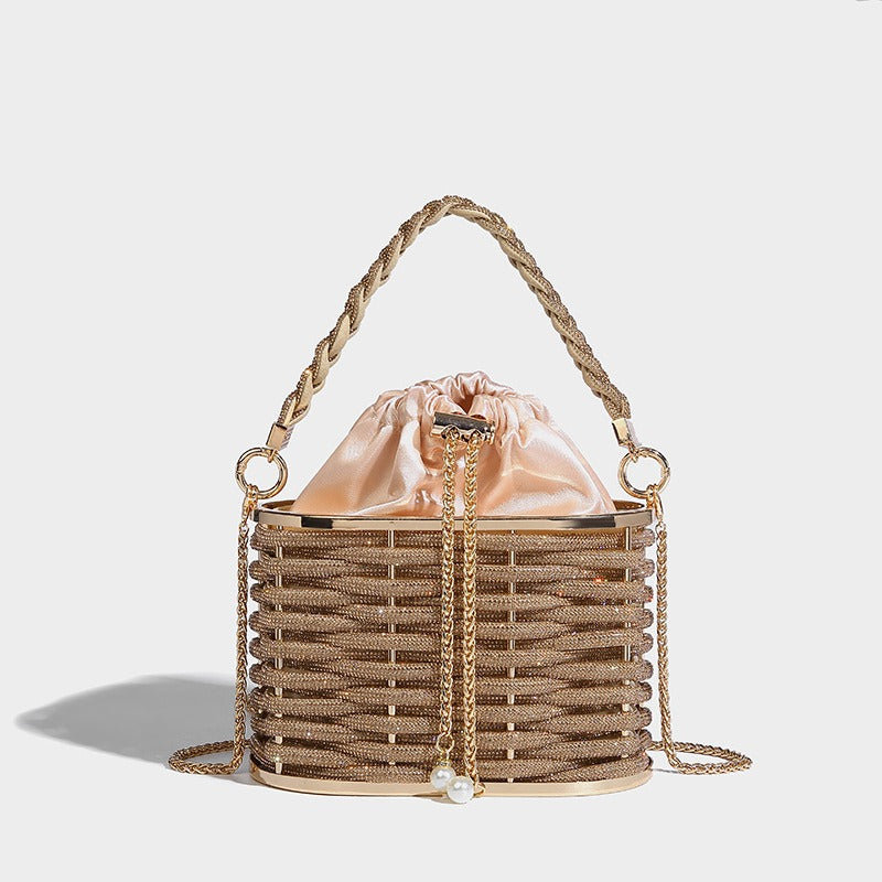 Sparkling Water Diamond Rope Vegetable Basket Bird Cage Banquet Water Bucket Hand Carrying Crossbody Bag - Korvel