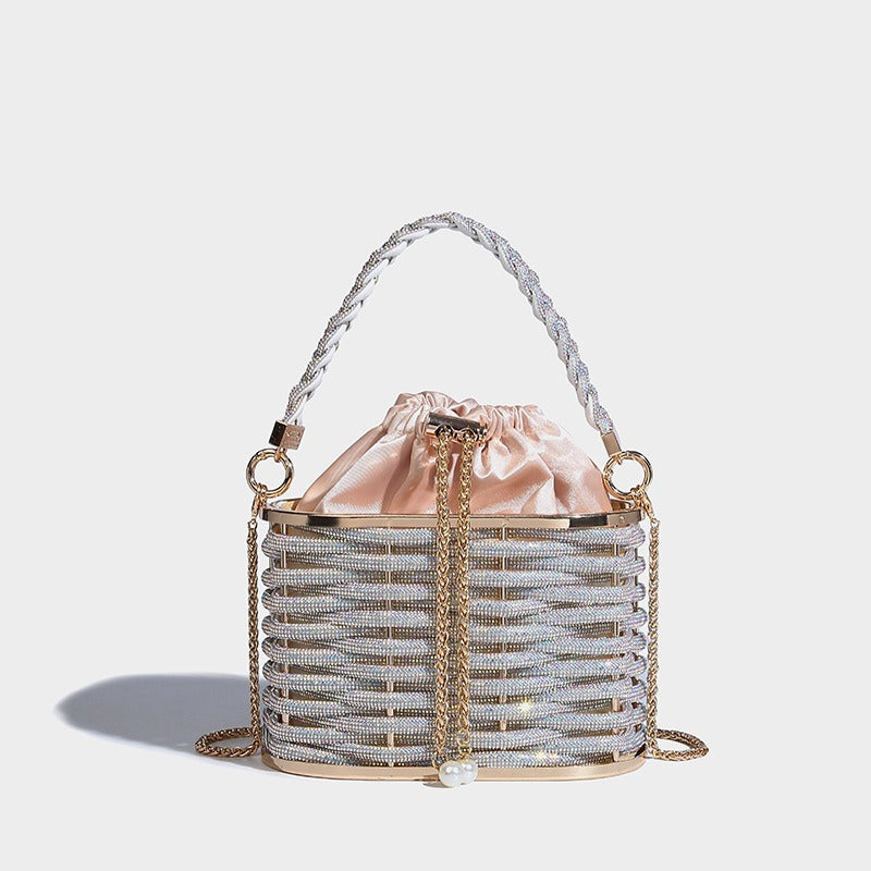 Sparkling Water Diamond Rope Vegetable Basket Bird Cage Banquet Water Bucket Hand Carrying Crossbody Bag - Korvel