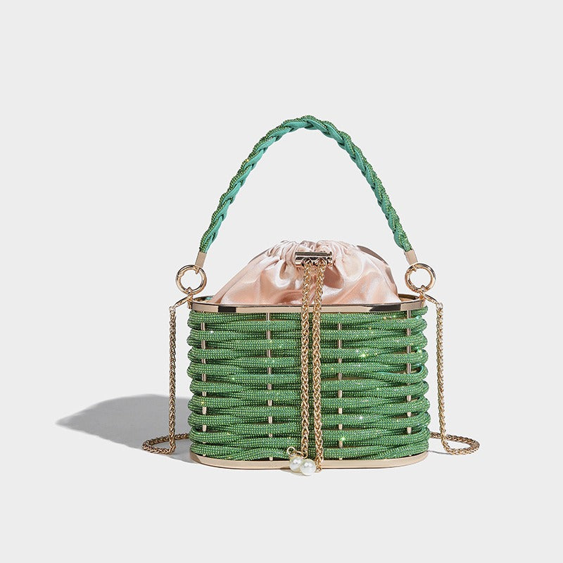Sparkling Water Diamond Rope Vegetable Basket Bird Cage Banquet Water Bucket Hand Carrying Crossbody Bag - Korvel
