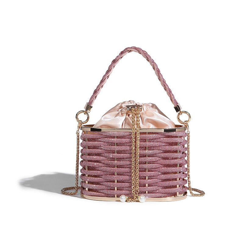 Sparkling Water Diamond Rope Vegetable Basket Bird Cage Banquet Water Bucket Hand Carrying Crossbody Bag - Korvel