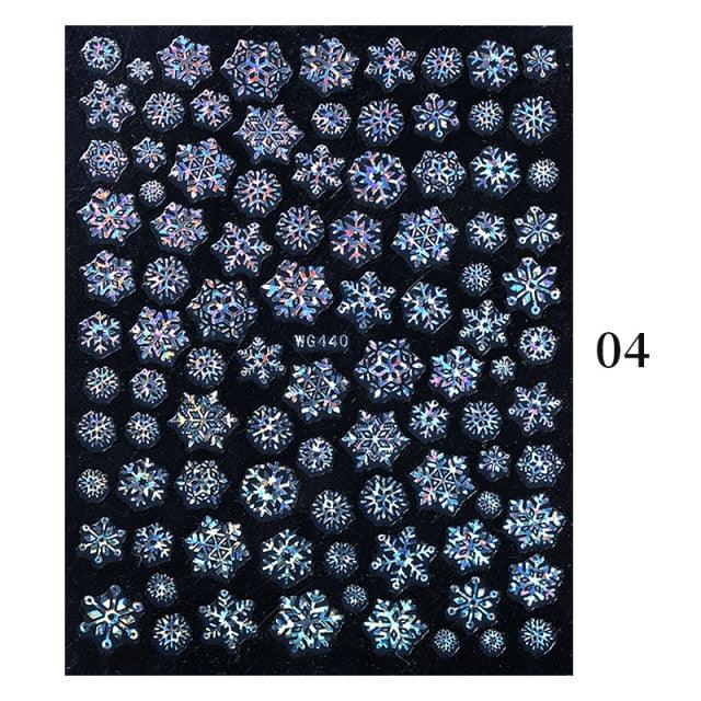Pegatinas de Arte de Uñas en 3D con Copos de Nieve Dorados Brillantes