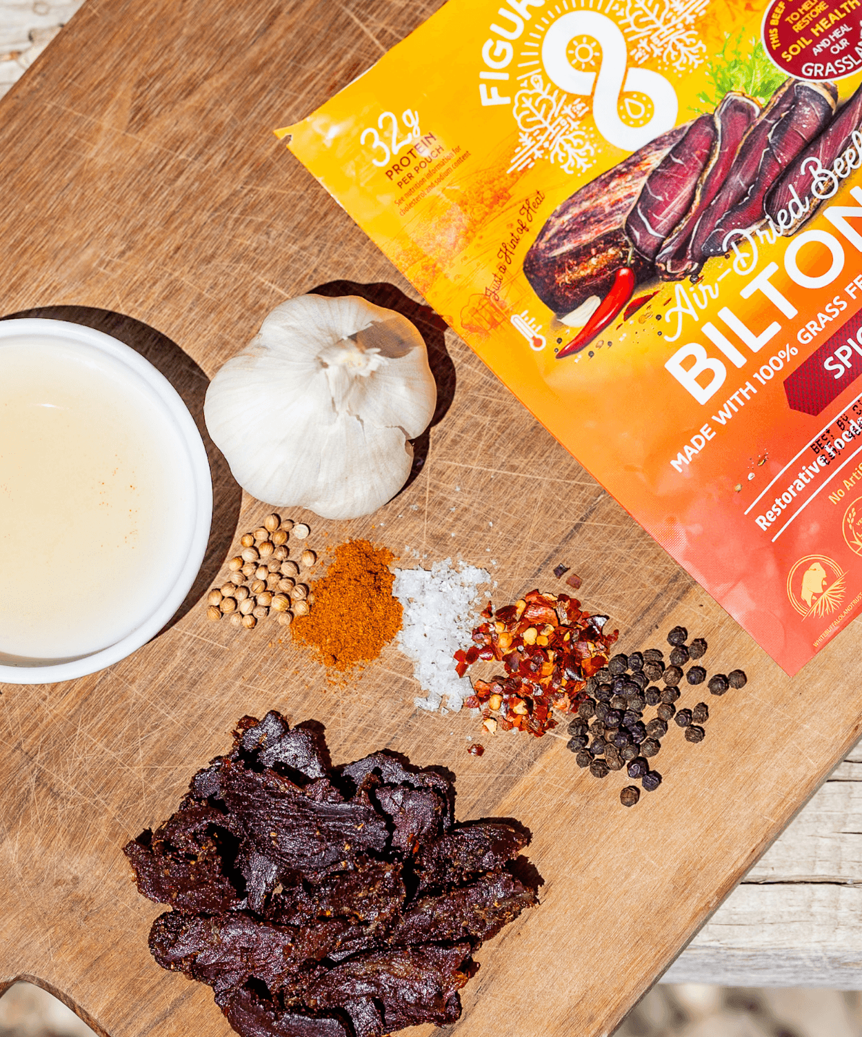 Biltong épicé à base de boeuf nourri à l'herbe