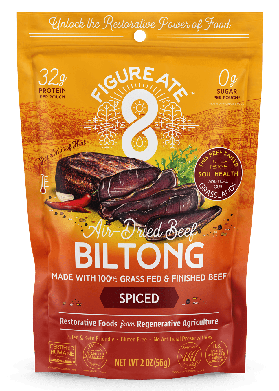 Biltong épicé à base de boeuf nourri à l'herbe