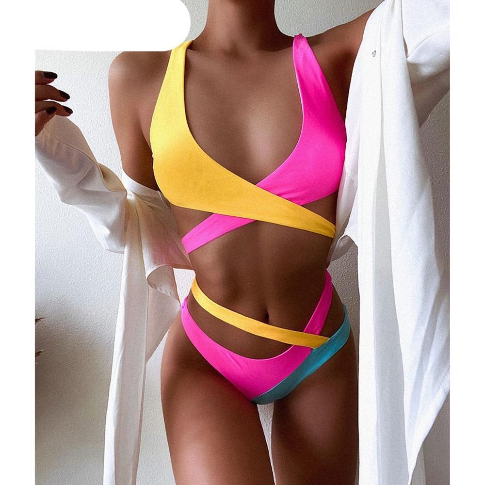 Stylish High-Waisted Crisscross Bikini Set for Women - Korvel
