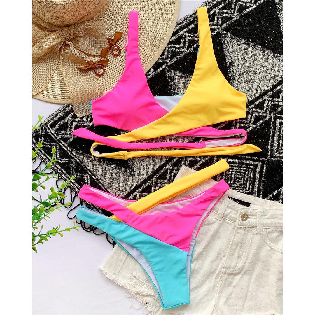 Stylish High-Waisted Crisscross Bikini Set for Women - Korvel
