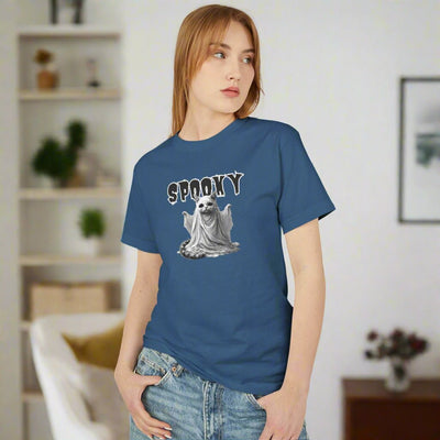 Camiseta Unisex de Halloween con Gatito Fantasma Espeluznante